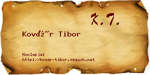 Kovár Tibor névjegykártya