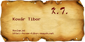 Kovár Tibor névjegykártya